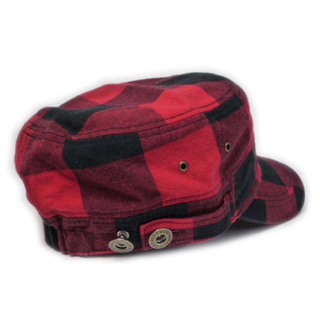 ワークキャップ メンズ   帽子 バッファローチェックボタン付き(レッド) レディース ワークキャップ 春夏 秋冬 |  | 02