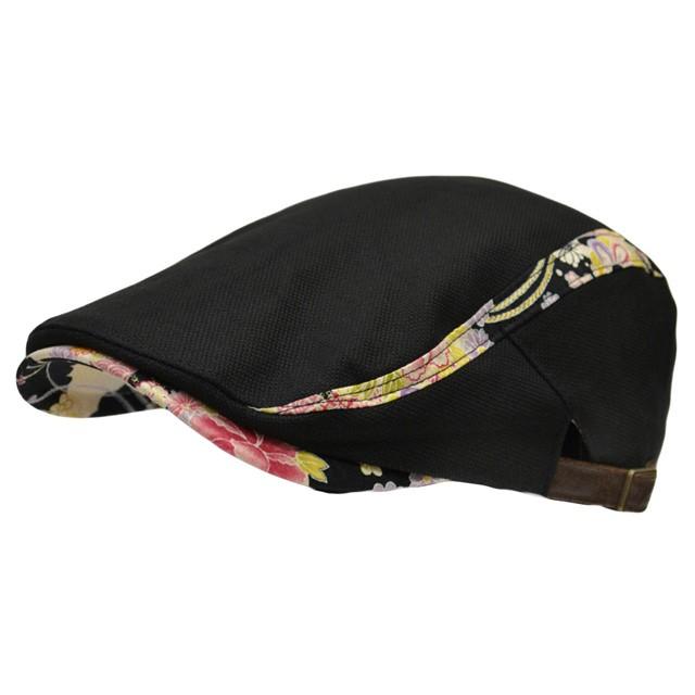 ハンチング メンズ   帽子 和柄 18(ブラック) オリジナル 和風 和 春夏 秋冬 ちょいワル 大人 男性用 | 