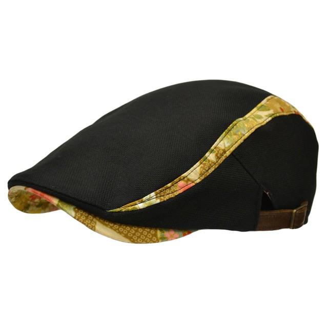 ハンチング メンズ   帽子 和柄 19(ブラック) オリジナル 和風 和 春夏 秋冬 ちょいワル 大人 男性用 | 