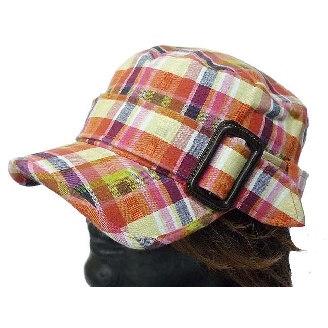 ワークキャップ メンズ   帽子 バックル付(オレンジ) レディース ワークキャップ 春夏 秋冬 | 