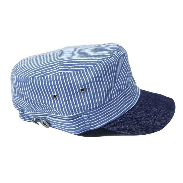ワークキャップ メンズ   帽子 ヒッコリ＆デニムHL(ブルー) レディース ワークキャップ 春夏 秋冬 |  | 01