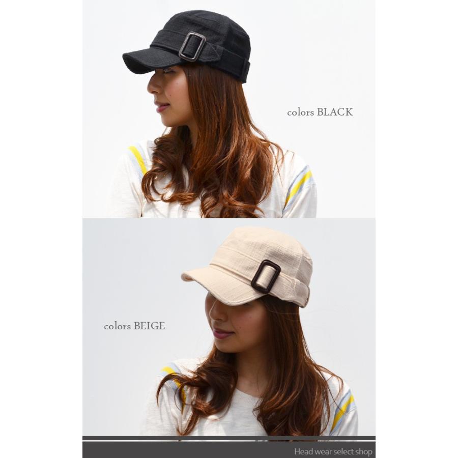 ワークキャップ メンズ   帽子 コットン ワークキャップ 四角バックル 飾り ベルト付き |  | 02