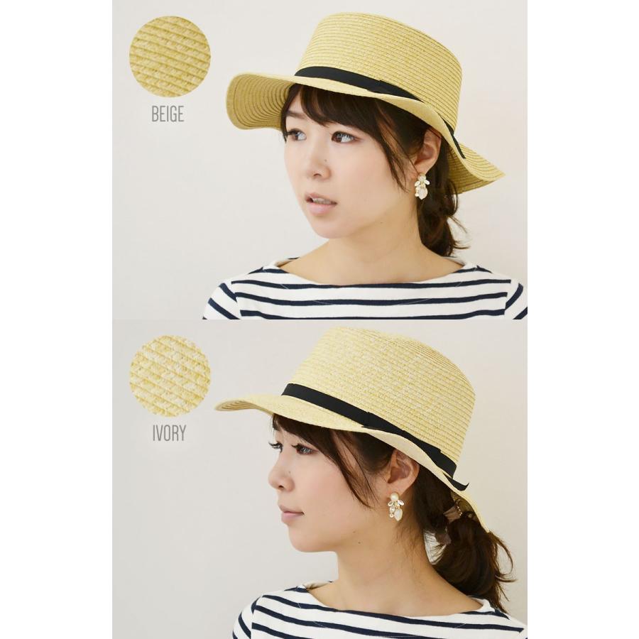 【 送料無料 】カンカン帽 つば広 帽子 ハット ペーパーブレード レディース ストローハット 麦わら帽 春夏 UV 紫外線対策 406102 カジュアル |  | 01