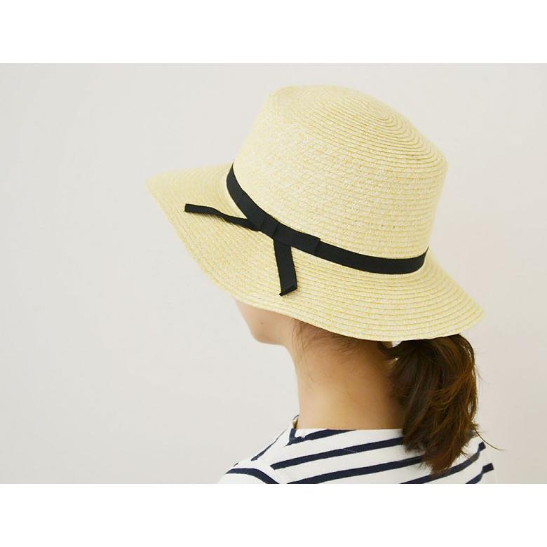 【 送料無料 】カンカン帽 つば広 帽子 ハット ペーパーブレード レディース ストローハット 麦わら帽 春夏 UV 紫外線対策 406102 カジュアル |  | 02