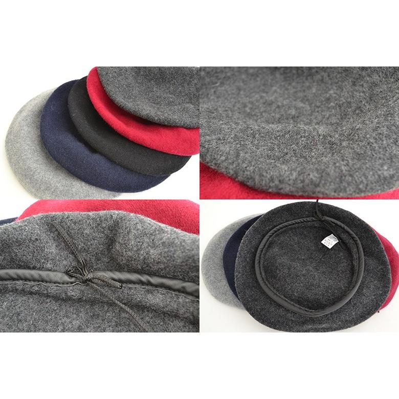 ベレー帽 レディース  帽子 アーミー ウール混 ミリタリー PUレザー パイピング レディース 春 秋冬 メール便×1 |  | 04