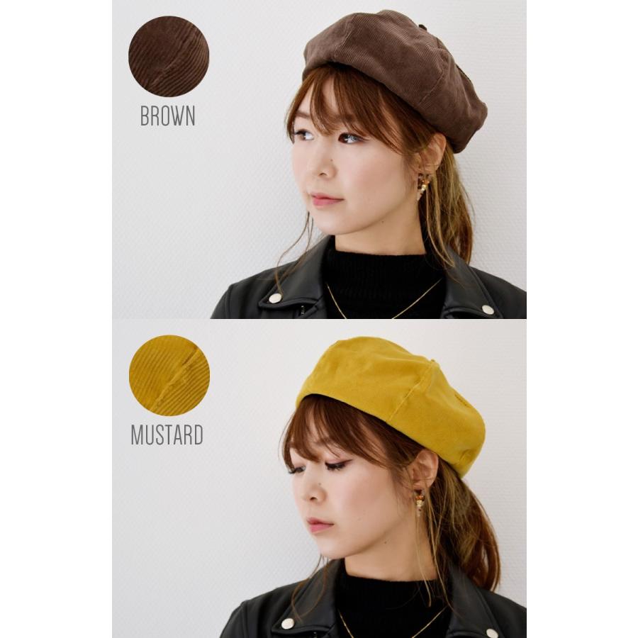 ベレー帽 レディース 帽子 コーデュロイ 6枚はぎコットン ベレー