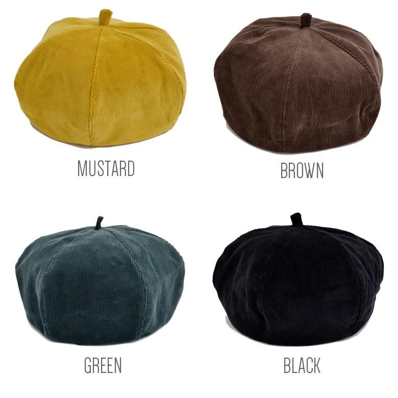 ベレー帽 レディース 帽子 コーデュロイ 6枚はぎコットン ベレー