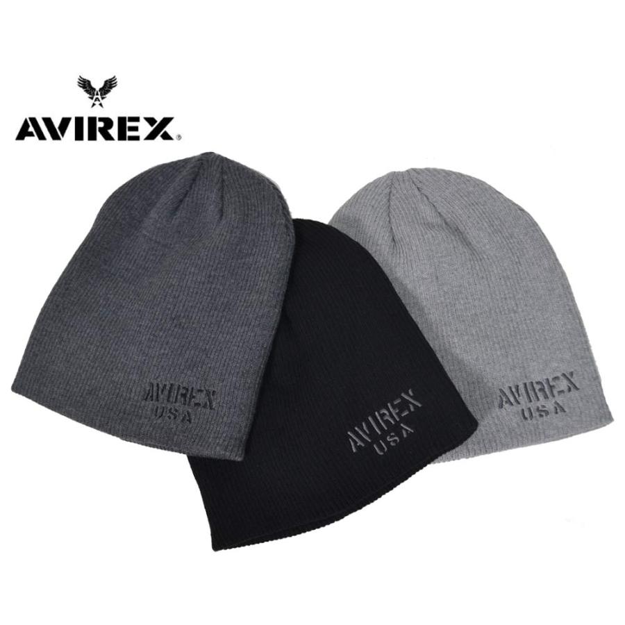 AVIREX ロゴ刺繍　 ニット帽 リブ メンズニット  アビレックス ニットキャップ　アクリル綿  ニット アヴィレックス DM×2  秋冬春 | AVIREX | 01