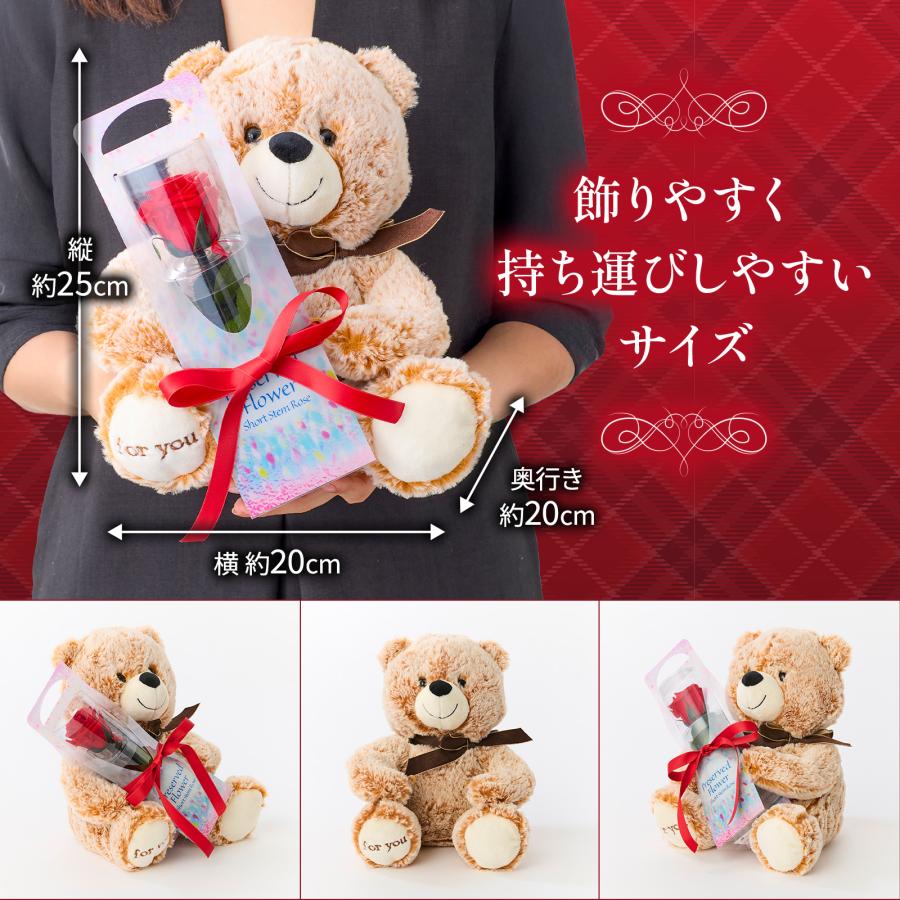 女性 ギフト 結婚記念日 誕生日 プリザーブドフラワー バラ クマの
