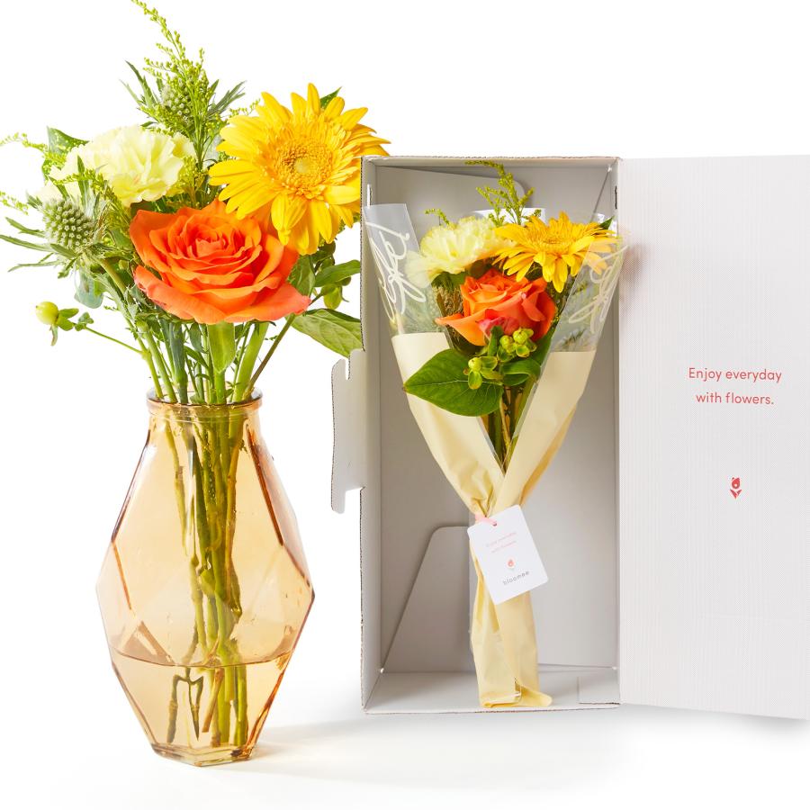 エレガント花瓶　お花セット bloomee（ブルーミー） 花瓶とお花のセット ギフト 誕生日 花束 花