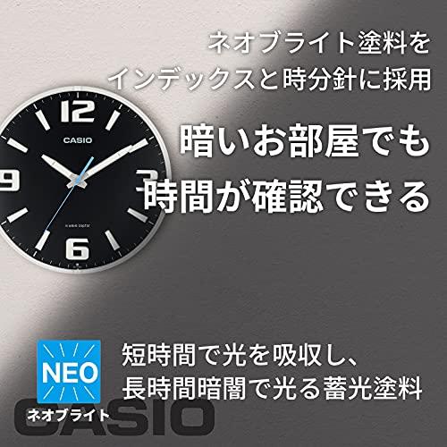 CASIO(カシオ) 掛け時計 電波時計 黒 アナログ 夜間秒針停止 機能付き