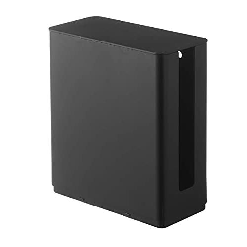 山崎実業 重ねられる スリム 蓋付き ルーター収納 ケース ブラック 4914 | 