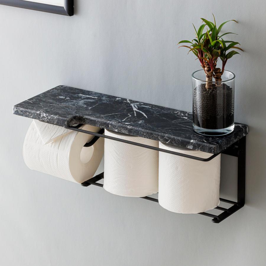 トイレットペーパーホルダー（ストックタイプ）ブラック大理石柄　SIN-35SBK | 