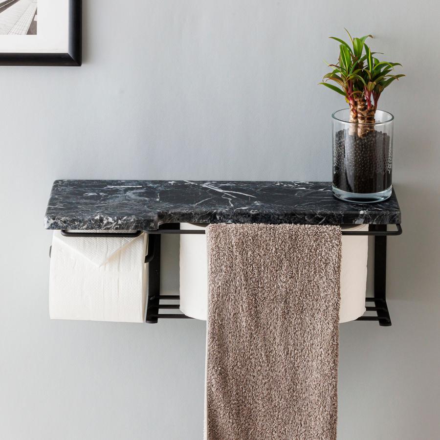 トイレットペーパーホルダー（ストックタイプ）ブラック大理石柄　SIN-35SBK |  | 01