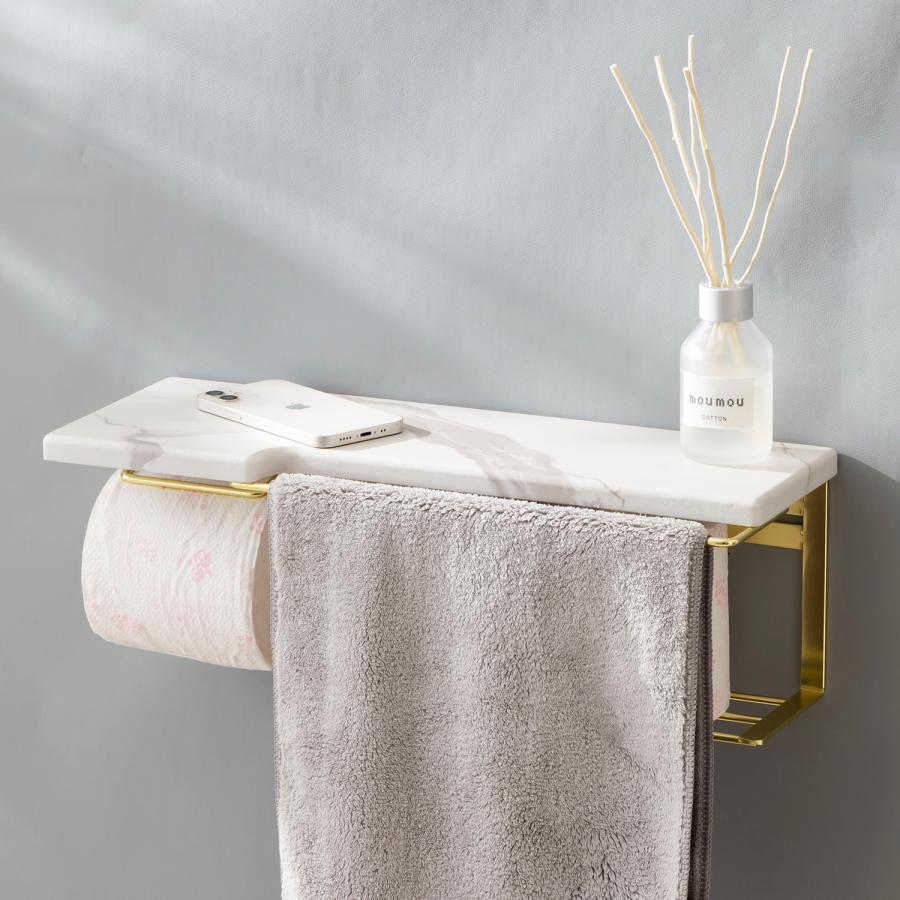 トイレットペーパーホルダー（ストックタイプ）大理石柄(ゴールドメッキ)　SIN-36GLD |  | 02