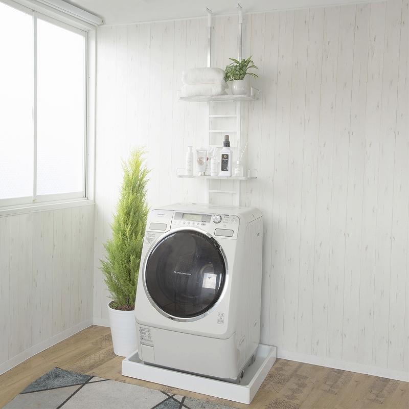 突っ張り式洗濯機ラック（棚板ワイヤー付き）スリムタイプ 49.5cm幅 洗濯機 TV台 デスク周り 棚高さ9段階調整可能 |  | 02