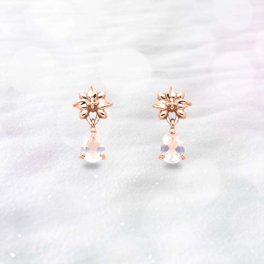 BLOOM ブルーム ピアス レディース 10金 K10 花 ローズクォーツ ピンク