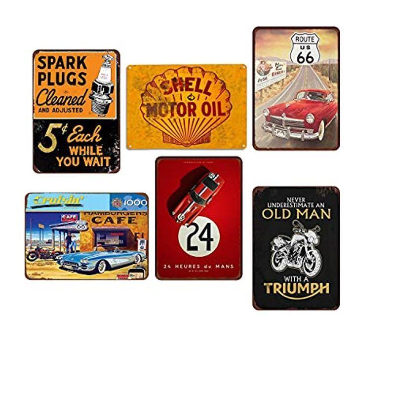 6枚セットブリキ看板 レトロアメリカン ダイナー レトロ ヴィンテージ インテリア 雑貨 看板 メタル プレート キッチン レストラン カフ