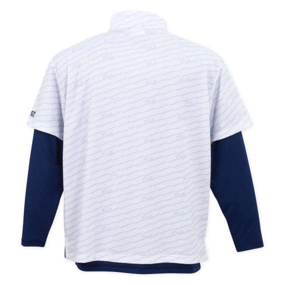 ホワイト/ネイビー ゴルフシャツ ショートスリーブ ショートスリーブクルーネックシャツ ポロプレイヤープリント