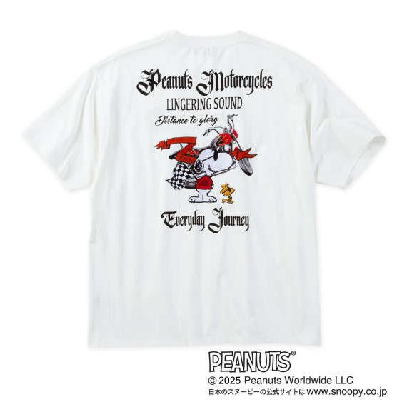 半袖Tシャツ スヌーピーコラボ 綿 100% かっこいいバイクのモチーフ 