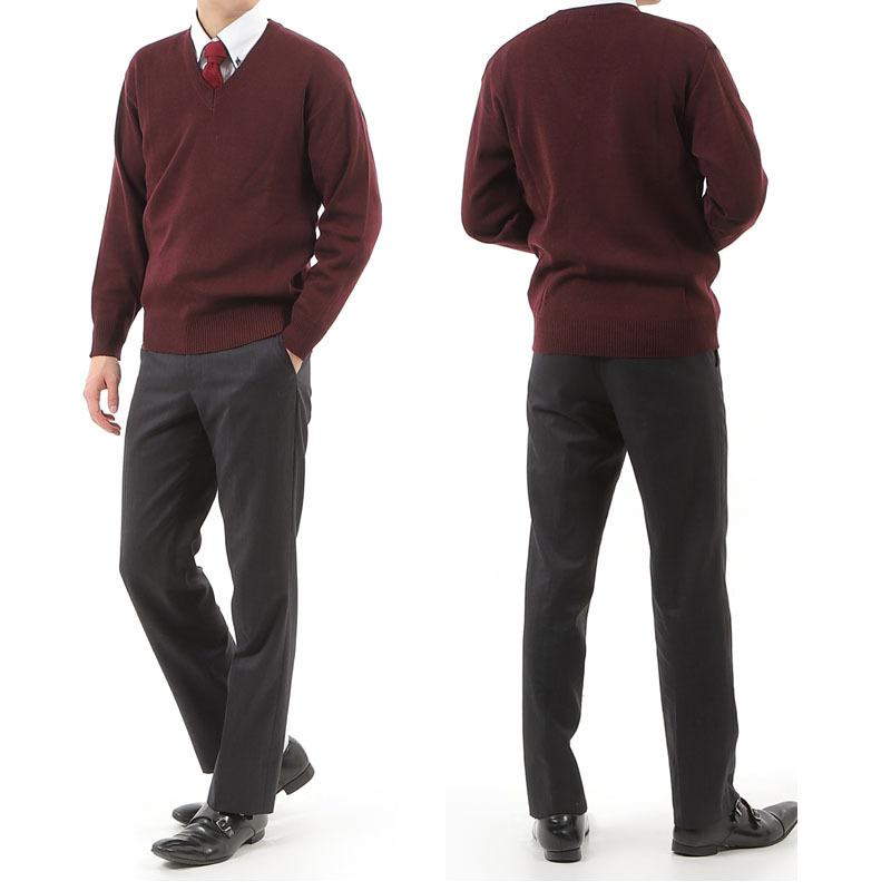 セーター メンズ ニット Vネック 日本製 天竺 無地 洗える ウォッシャブル ビジネス カジュアル 家庭洗濯OK ウール混 ギフト M L LL |  | 12