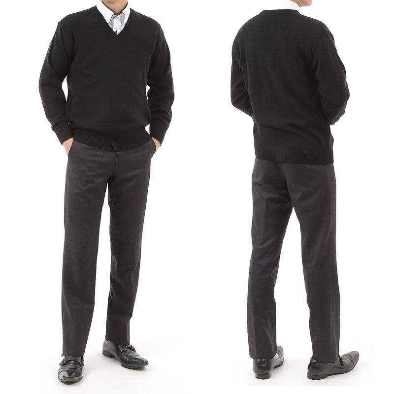 セーター メンズ ニット Vネック 日本製 天竺 無地 洗える ウォッシャブル ビジネス カジュアル 家庭洗濯OK ウール混 ギフト M L LL |  | 04