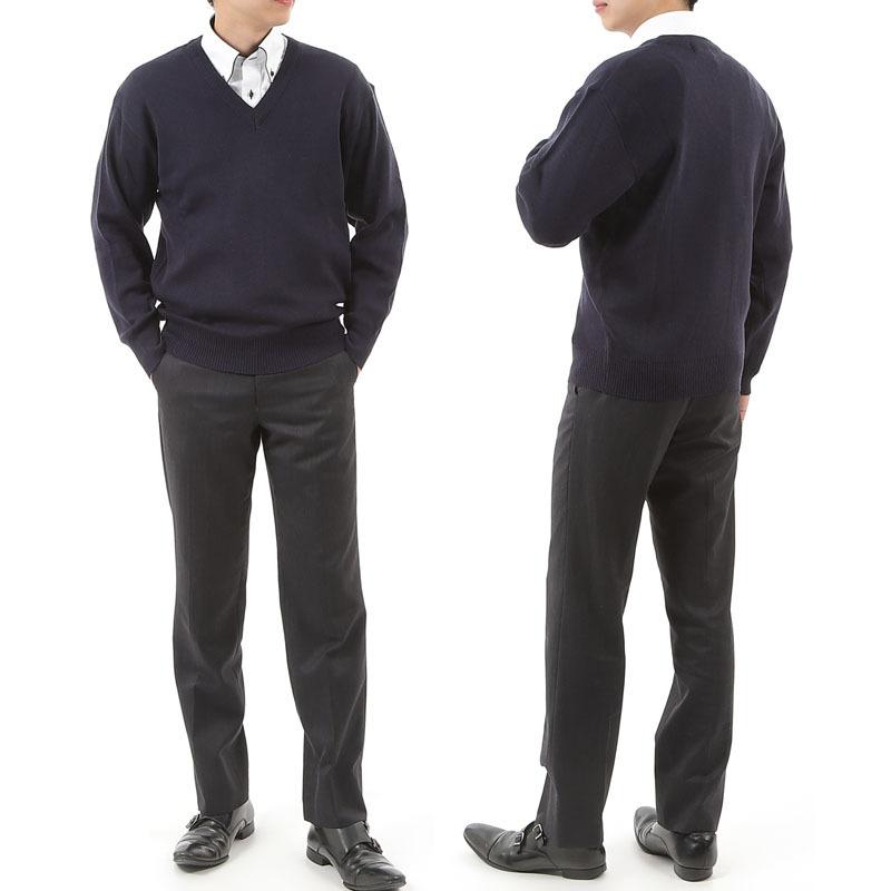 セーター メンズ ニット Vネック 日本製 天竺 無地 洗える ウォッシャブル ビジネス カジュアル 家庭洗濯OK ウール混 ギフト M L LL |  | 08