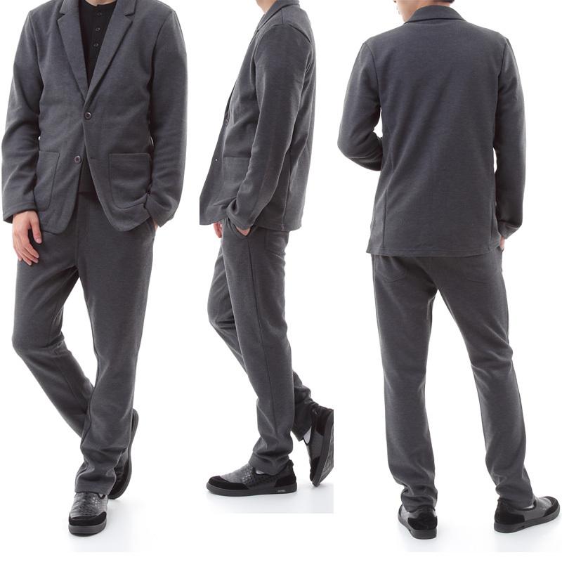 【成人の日セール】メンズ スーツ カジュアルスーツ ジャージ素材 大きいサイズ 上下 セットアップ スリム オールシーズン メンズ テーラード 無地 |  | 04