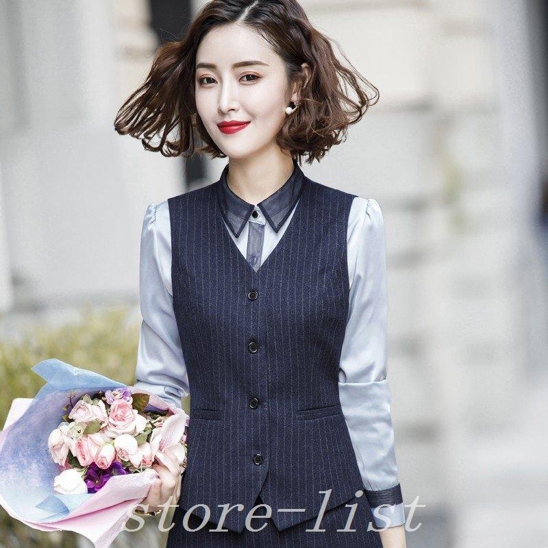 非常に高い品質 フォーマルベストレディースジレベストベストスーツベストオフィスビジネス通勤無地ストライプ 前開き サイズ 2xl Sistemadomdelivery Com Br