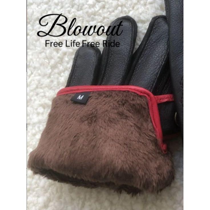 各色あり Blowout 冬用 フレイムス レザーグローブ フリース ボア 本革