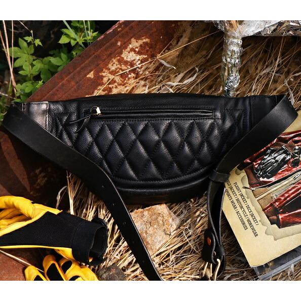 BATES ベイツ 牛革 キルティングボディバッグ Tool Bag, Leather All-Purpose Pouch with Belt Straps, 9 x 3 x 8