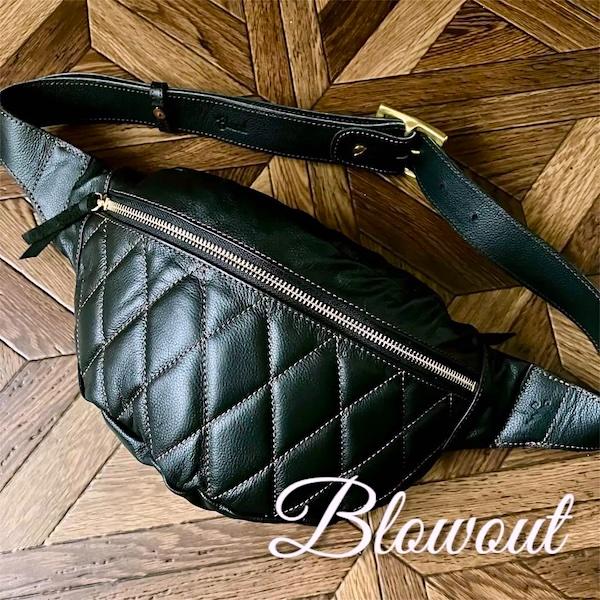 【最終値下げ】Blowout 本革 ライディングバッグ キルティング 本革 ライディングバッグ キルティング ダイヤモンドカット ウエスト