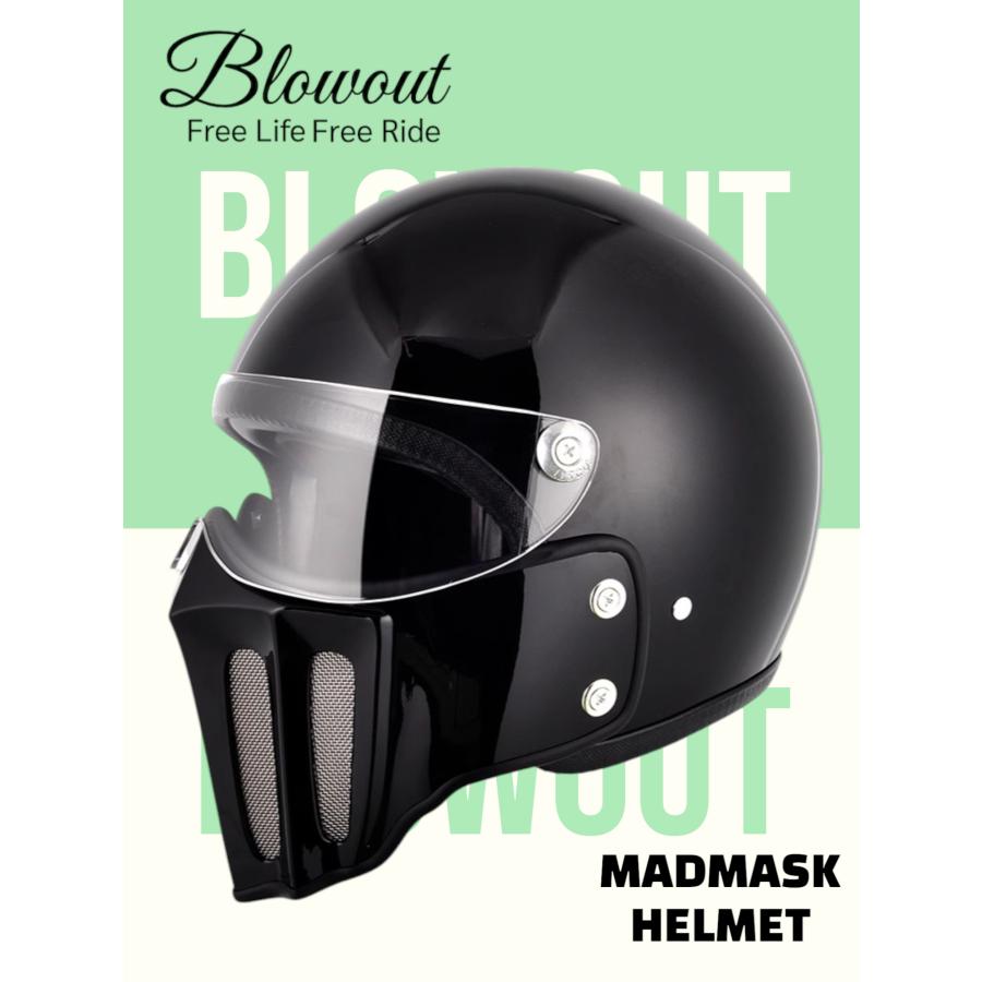 バイクヘルメット ジェット FRP 天釣り チョッパー ボバー　観賞用 Blowout MADMASK ジェットヘルメット BELL 500-TX ハーレー チョッパー