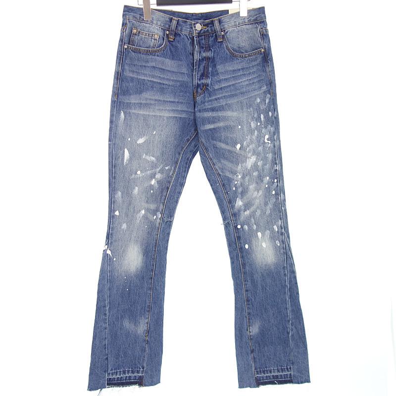 ミニマル Mnml 裾カットオフ ペンキ加工 リメイクデザイン デニムパンツ 22d22 サイズ メンズ28 インディゴ ランクs 中古 Blowz Yショッピングストア 通販 Yahoo ショッピング
