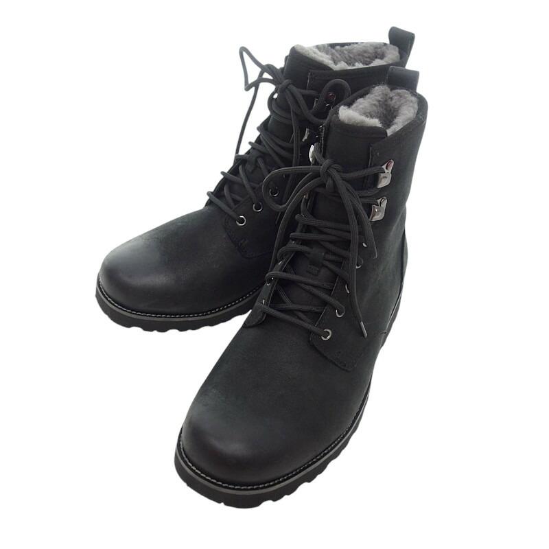 アグ/UGG 1008139 Hannen ハネン ボア レザー ブーツ ブラック サイズ 