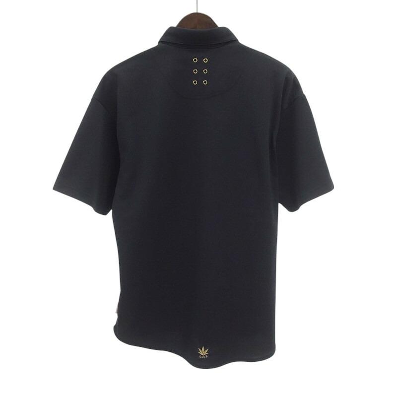 Russeluno グラフィックプリント　ポロシャツ Russeluno グラフィックプリント ポロシャツ ブラック