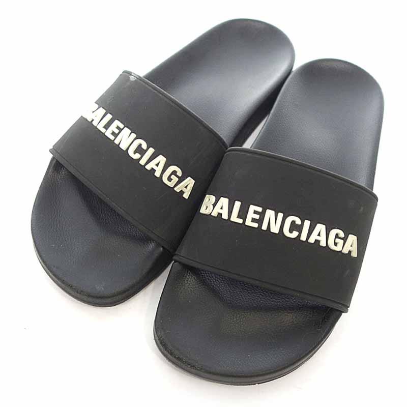 バレンシアガ Balenciaga ラム レザー デザイン ロゴ シャワー サンダル 72h サイズ メンズ26cm ブラック ランクb 102 中古 Blowz Yショッピングストア 通販 Yahoo ショッピング