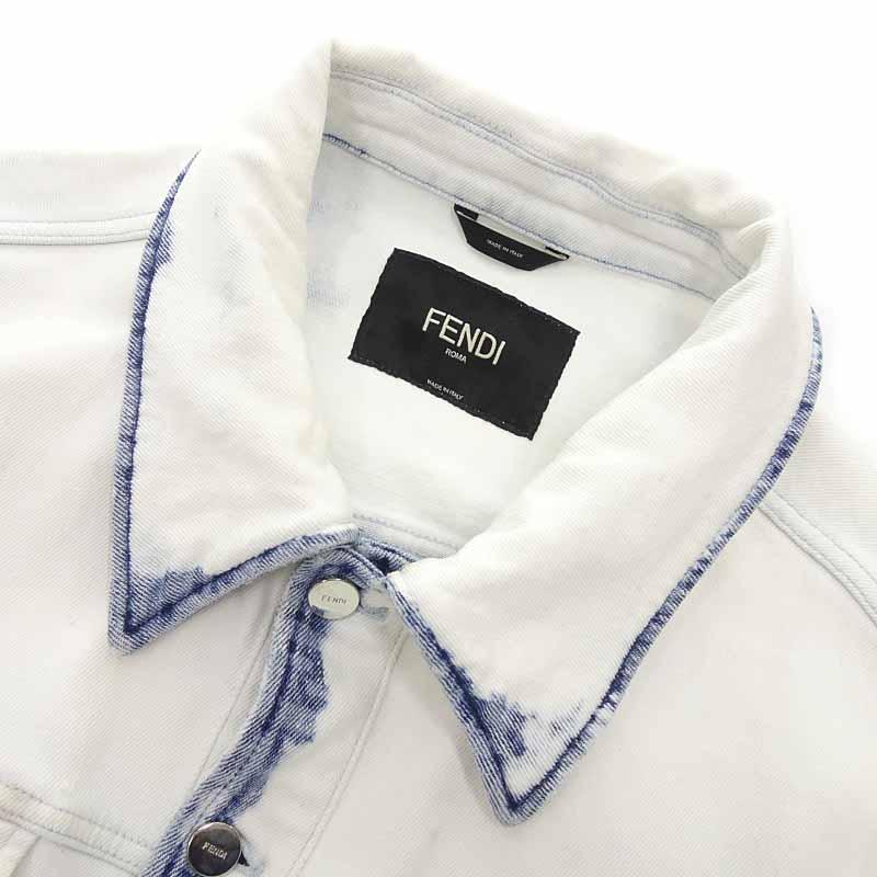 フェンディ/FENDI 22年製 FW1027 ズッカ柄 ブリーチ デニム ジャケット 