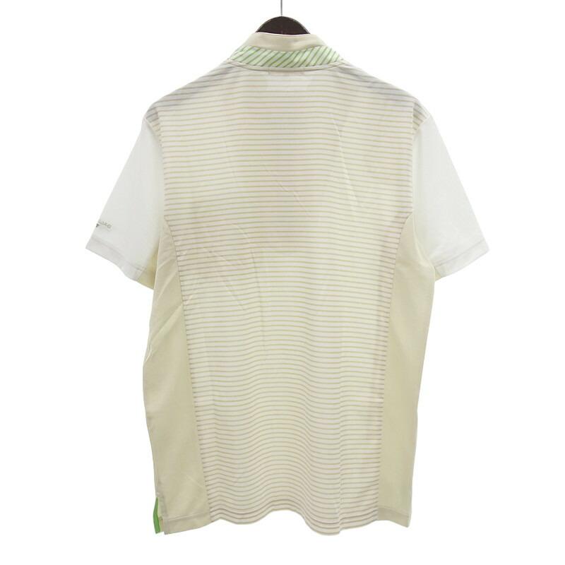 カステルバジャック/CASTELBAJAC GOLF ゴルフ ボーダー ハーフジップ 半袖  Tシャツ 42C24 サイズ メンズ48 ベージュ ランクA  (中古)｜blowz｜02