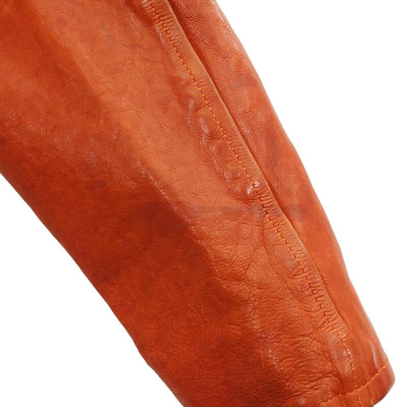 バックラッシュ/BACKLASH MAXSIX ジャパンカーフ製品染め襟付き レザージャケット 01E24 サイズ メンズM オレンジ ランクB  (中古)｜blowz｜10