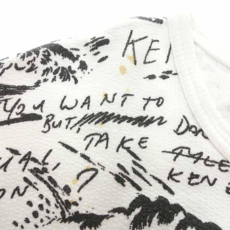 ケンゾー/KENZO 総柄 サーマル 長袖 ロンT Tシャツ 51E24 サイズ メンズL ホワイト/ブラック ランクC  (中古)｜blowz｜06