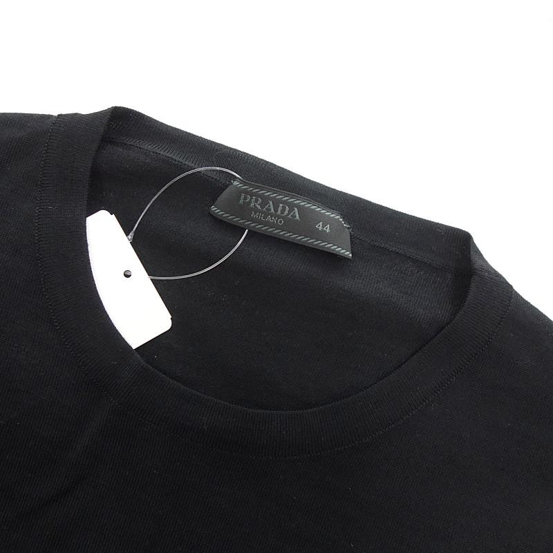 PRADA 梳毛ウール セーター プラダ クルーネックニット 中古・古着通販】PRADA (プラダ) ロゴ刺繍クルーネック セーター