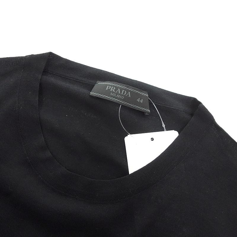 プラダ/PRADA UMA123 バージンウール クルーネック 半袖 Tシャツ ニット 52D24 サイズ メンズ44 ブラック ランクS  (中古)｜blowz｜06