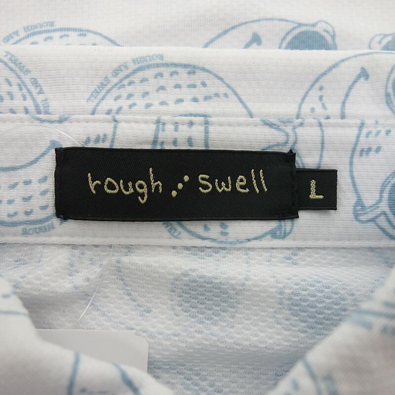 ラフアンドスウェル/rough&swell ゴルフ 2022 モデル BAD BALL POLO 総柄 ポロシャツ Tシャツ 20E24 サイズ メンズL ホワイト×ブルー ランクB  (中古)｜blowz｜03