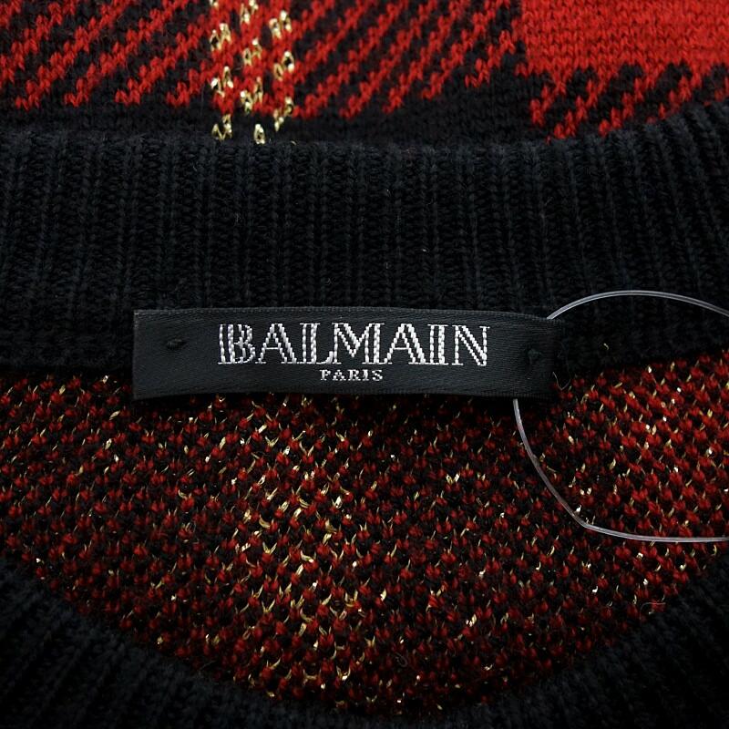 バルマン/BALMAIN 16AW ビッグ エンブレム ワッペン タータン チェック 