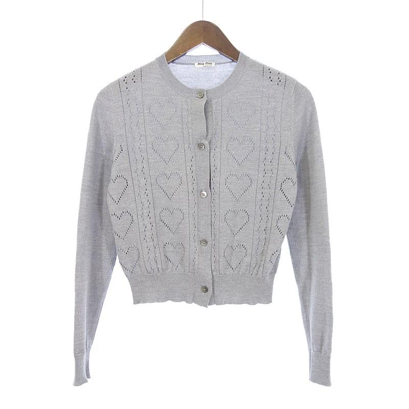 ミュウミュウ Miu Miu ハート ウール ニット カーディガン 80c サイズ レディース38 グレー ランクa 102 中古 Blowz Yショッピングストア 通販 Yahoo ショッピング