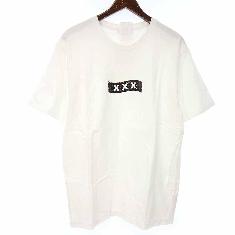 ゴッドセレクショントリプルエックス/GOD SELECTION XXX ドット フラッグ ロゴ プリント クルーネック 半袖 Tシャツ