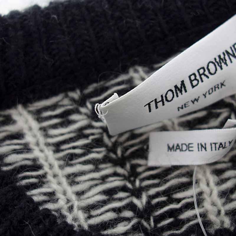 トムブラウン/THOM BROWNE HECROT トイ アイコン ツイード モヘア プルオーバー セーター ニット 11G23 サイズ メンズ0 ブラック×ホワイト ランクB  (中古)｜blowz｜05