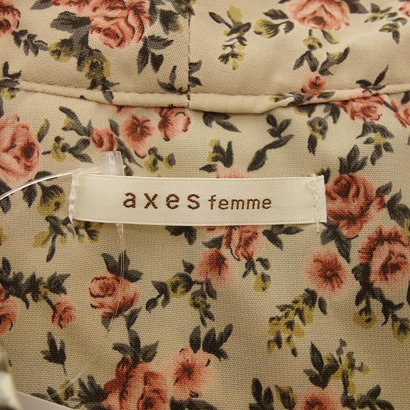 アクシーズファム/AXES femme フラワープリント リボン フリル ギャザー デザイン 長袖 シャツ ブラウス 40B24 サイズ レディース- ベージュ系 ランクA  (中古)｜blowz｜03