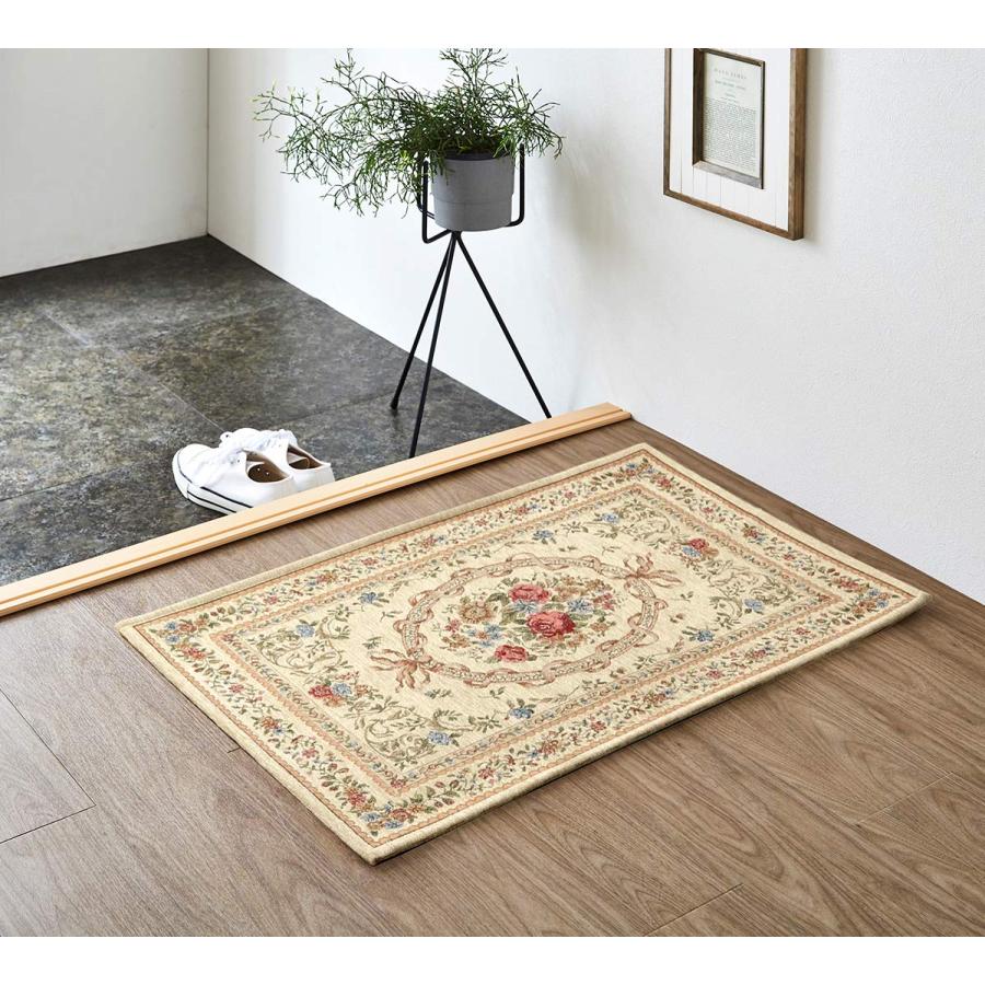イケヒコ 玄関マット エリーゼ アイボリー 約50×80cm シェニール